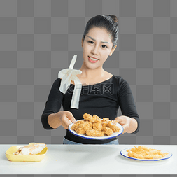 美食吃播图片_展示美食的美女吃播