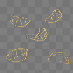 新年元素线稿图片_新年新春冬季冬至简约线条饺子