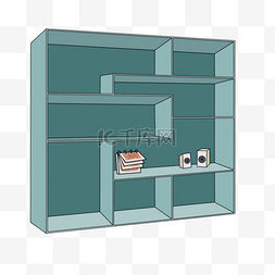 置物架木质小物件图片_湖蓝色架子剪贴画