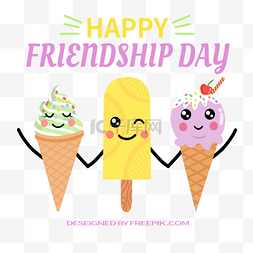 卡通表情冰淇淋国际友谊日