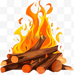 卡通火焰木头柴火