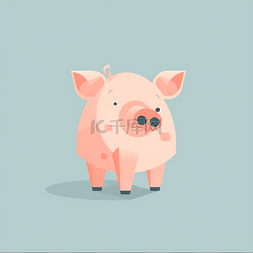 扁平动物卡通图片_扁平可爱卡通猪动物元素