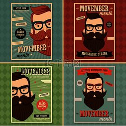 男人胡子矢量图图片_Movember 海报设计，前列腺癌意识，