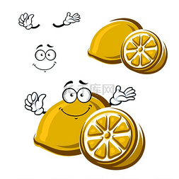 黄色柠檬背景图片_有趣的卡通快乐成熟的黄色柠檬水