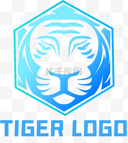 logo虎头图片_蓝色发光科技简约老虎logo