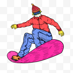 运动员滑雪炫酷红色