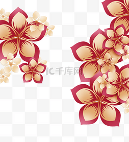 邀请函红边框图片_新年剪纸装饰春节新年花朵红色