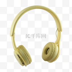 无线耳机图片_黄色头戴式科技无线耳机