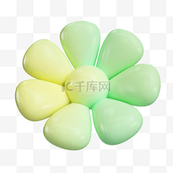 图片_3D立体C4D黄绿色渐变光泽质感花朵