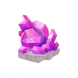 地质勘察图片_石英粉红色宝石，紫色矿物石晶体