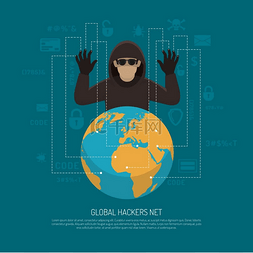 警告平面图标图片_全球黑客网络标志性背景海报黑客