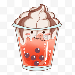 手绘茶杯卡通图片_奶油巧克力冰淇淋草莓果冻图片