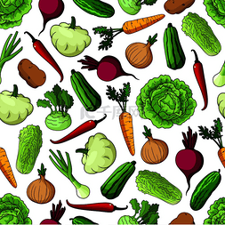 绿色背景黄瓜图片_蔬菜无缝背景带有新鲜农场素食图