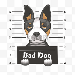 卡通小狗宠物标签图片_比格犬罪犯大头照卡通