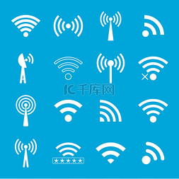 wifi白色图标图片_套在蓝色背景上的白色 wifi 图标