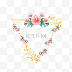 韩国木槿花图片_三角形木槿韩国花卉金线边框