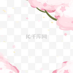 手绘花朵插图图片_日本春季旅游粉红色手绘花朵边框