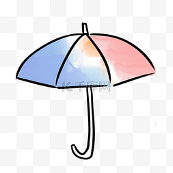 蓝色简约水彩晕染旅行雨伞