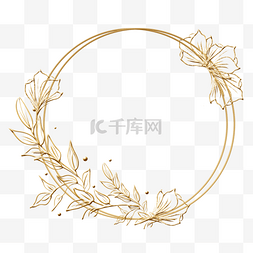金线婚礼花卉圆形边框