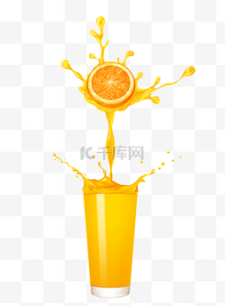 夏天喷溅水果甜橙果汁清凉