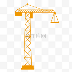 建立工程图片_工程工具卡通黄色线条塔吊