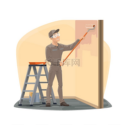 房屋油漆工或家居装饰师专业矢量