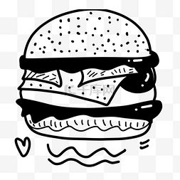 美味手绘汉堡创意黑白单色涂鸦
