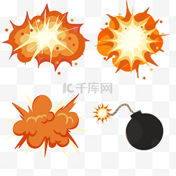 火焰爆炸爆炸图片_卡通爆炸效果组合