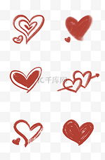 520情人节红色涂鸦手绘心形爱心装饰