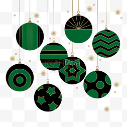 金色的漩涡图片_圣诞球华美高雅绿黑色装饰
