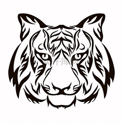 老虎- -中国新年的象征.黑色铅笔- 