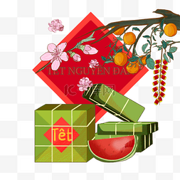 新年水果边框图片_越南万事如意春节水彩边框