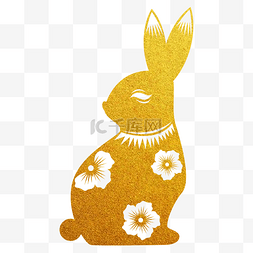 玉兔迎春图片_2023兔年新春烫金剪纸兔子