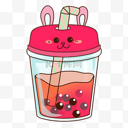 草莓汁图片_兔子草莓汁卡通动物形象图片
