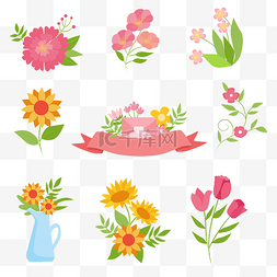 植物花卉花瓶图片_春天花卉植物贴纸