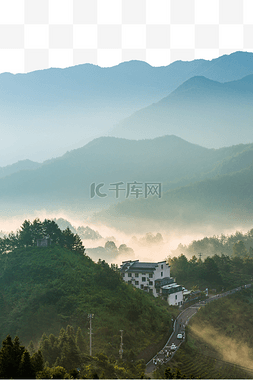 云海图片_逆光剪影云海风光夏天云海山峰户