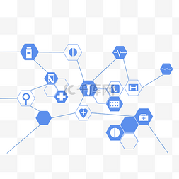 蓝色十字科技图片_科技风几何医疗展开屏