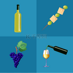 佐餐小菜图片_酒瓶、成熟的葡萄和美味的奶酪块