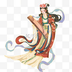 海滩伞海滩美女图片_唐朝仕女抚琴古筝美女