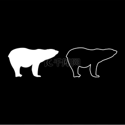 简单熊图片_北极熊图标设置白色矢量插图平面