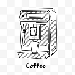 插画壶图片_素描咖啡机设备插画