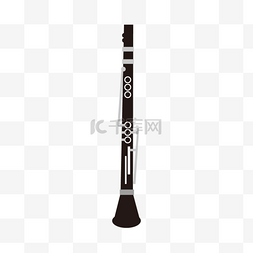 卡通音乐插图图片_线稿音乐器材黑色卡通单簧管
