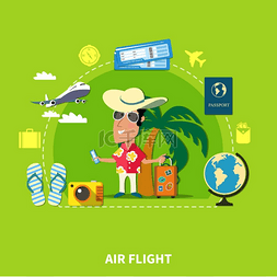 旅程插图图片_热带邮轮旅行构成度假旅行平面构