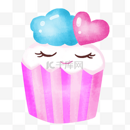 手绘甜点矢量图图片_纸杯蛋糕和云朵可爱卡通组图