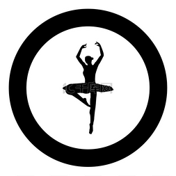 舞者中图片_圆形或圆形矢量插图中的芭蕾舞演