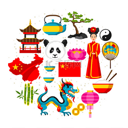 中国背景设计。中国符号和对象