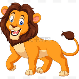 怒吼的狮子头图片_卡通快乐狮子被白色背景隔离