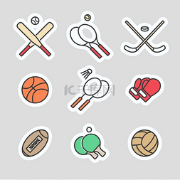 玩篮球卡通图片_丰富多彩的运动游戏贴纸。