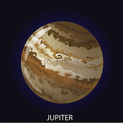 天文学图标图片_行星木星 3D 卡通矢量图。