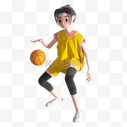 女孩打篮球图片_3D立体运动人物女孩打篮球